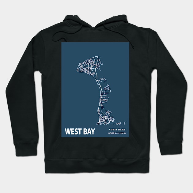 West Bay Blueprint Street Map, West Bay Colour Map Prints Hoodie by tienstencil